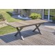Table de jardin FLORIDE (180/240x100 cm) en aluminium et plateau HPL imitation bois avec rallonge automatique - GRIS ANTHRACITE