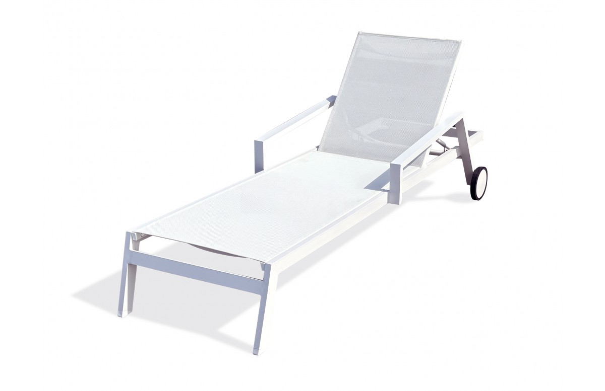 Bain de soleil multi-positions IBIZA en aluminium et textilène - BLANC