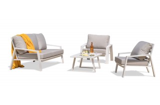 Salon bas de jardin IBIZA 5 places en aluminium - BLANC