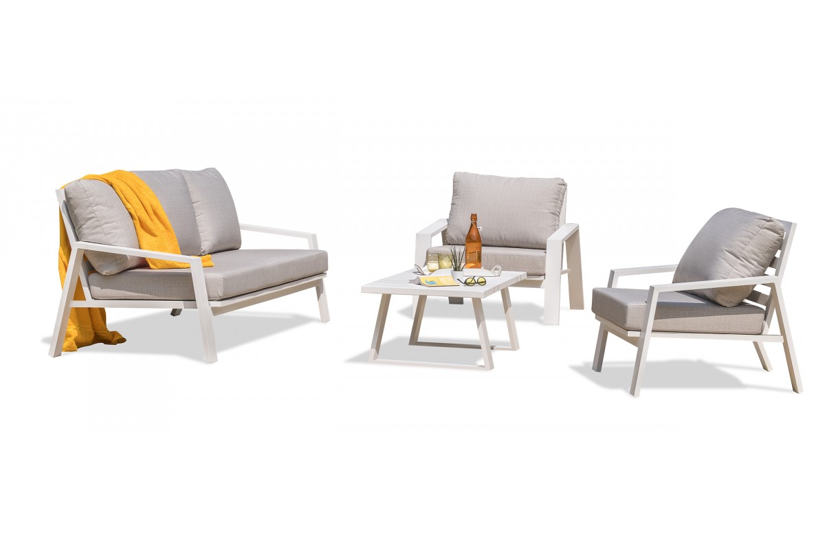 Salon bas de jardin IBIZA 5 places en aluminium - BLANC
