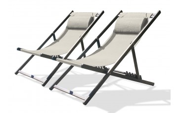 Lot composé de 2 chiliennes de jardin pliantes JULIA-CHIL-GRISANT