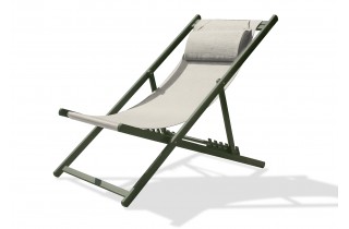 Chilienne de jardin pliante JULIA en textilène gris et aluminium - KAKI