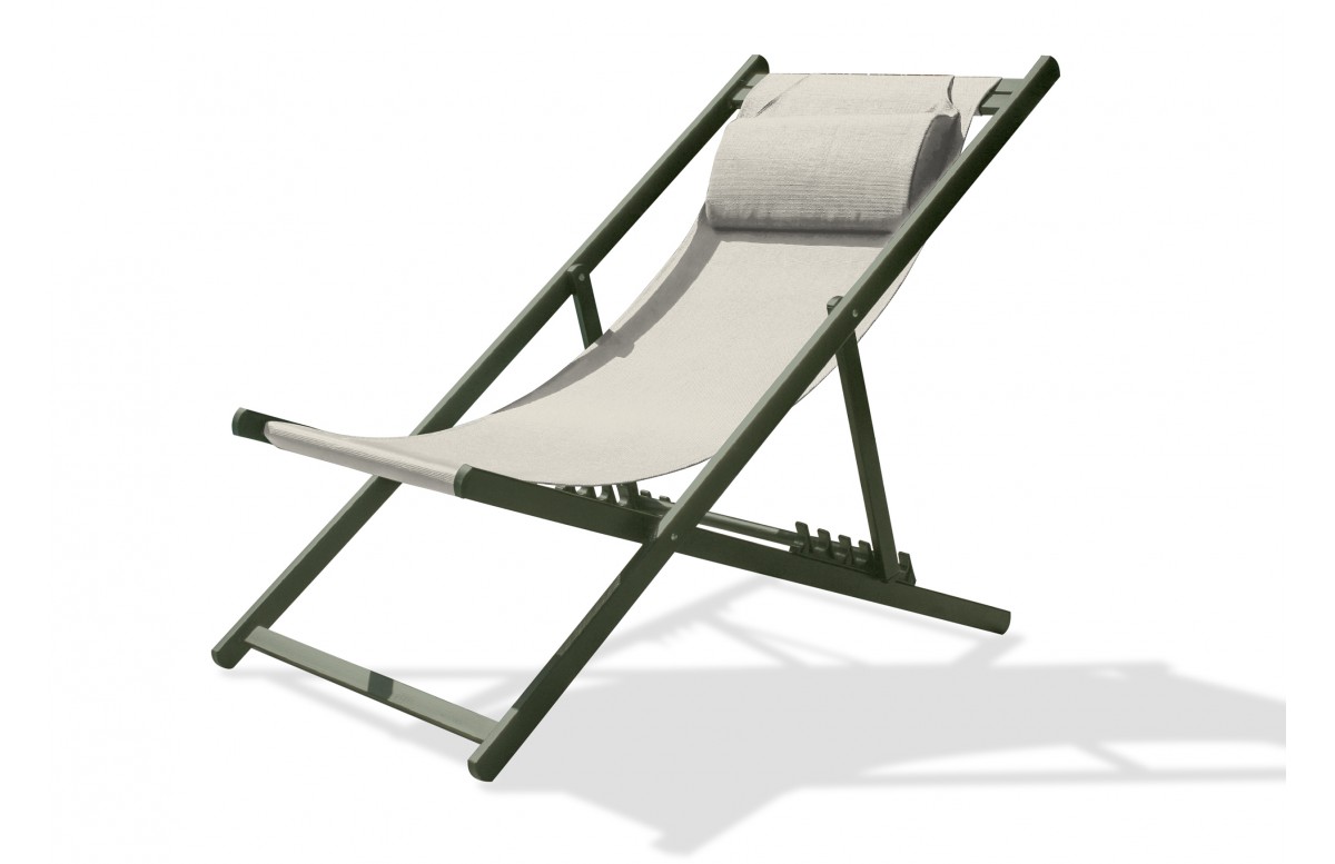 Chilienne de jardin pliante JULIA en textilène gris et aluminium - KAKI