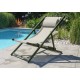 Chilienne de jardin pliante JULIA en textilène gris et aluminium - KAKI
