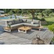 Salon de jardin LAVEZZI 5 places en aluminium et plateau imitation bois - BLANC