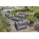 Salon de jardin MANDELIEU 5 places en aluminium et accoudoirs en HPL - GRIS ANTHRACITE
