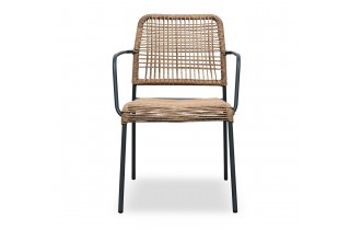 Fauteuil de jardin empilable MARCEAU en corde et acier - GRIS ANTHRACITE