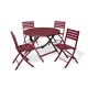 Lot composé d'une table de jardin MARIUS-TB110-CARMIN pliante et de 4 chaises MARIUS-CP-CARMIN pliantes