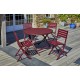 Lot composé d'une table de jardin MARIUS-TB110-CARMIN pliante et de 4 chaises MARIUS-CP-CARMIN pliantes
