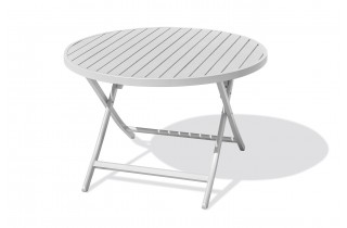 Table de jardin pliante MARIUS (diam. 110 cm) en aluminium - GRIS
