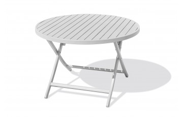 Table de jardin pliante MARIUS (diam. 110 cm) en aluminium - GRIS