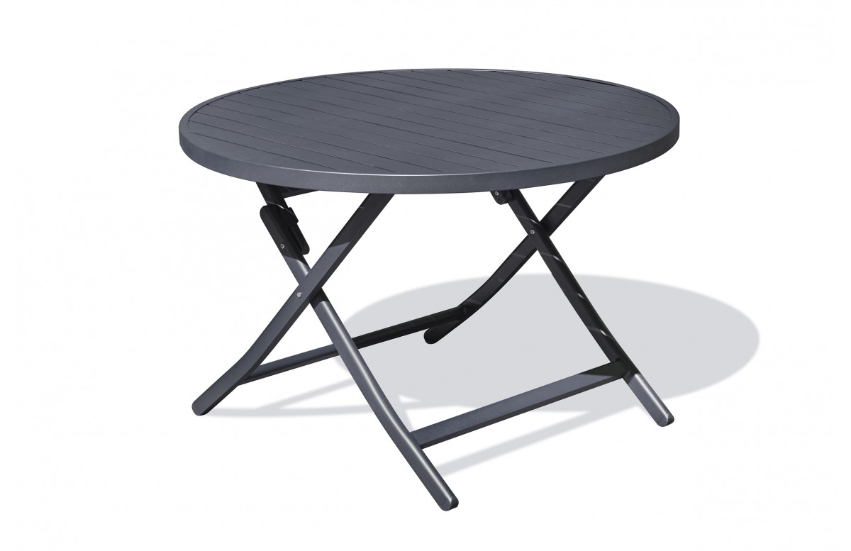 Table de jardin pliante MARIUS (diam. 110 cm) en aluminium - GRIS ANTHRACITE
