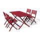 Lot composé d'une table de jardin pliante MARIUS-TB140-CARMIN et de 4 chaises MARIUS-CP-CARMIN pliantes