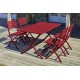 Lot composé d'une table de jardin pliante MARIUS-TB140-CARMIN et de 4 chaises MARIUS-CP-CARMIN pliantes