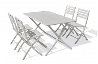 Lot composé d'une table de jardin MARIUS-TB140-GRIS pliante et de 4 chaises MARIUS-CP-GRIS pliantes