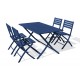 Lot composé d'une table de jardin MARIUS-TB140-MARINE pliante et de 4 chaises MARIUS-CP-MARINE pliantes