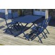 Lot composé d'une table de jardin MARIUS-TB140-MARINE pliante et de 4 chaises MARIUS-CP-MARINE pliantes