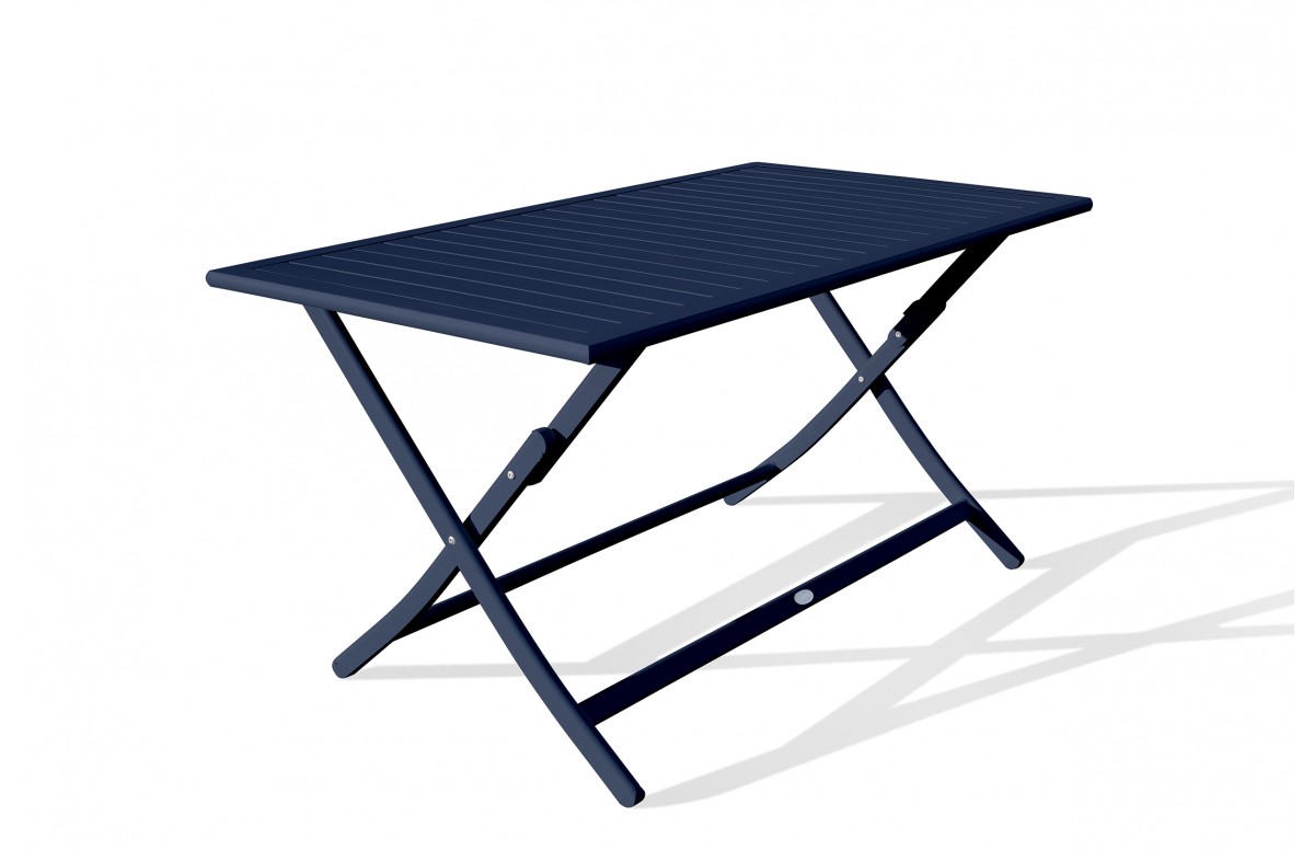 Table de jardin pliante MARIUS (140x80 cm) en aluminium - BLEU NUIT