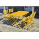 Lot composé d'une table de jardin MARIUS-TB140-MOUTARDE pliante et de 4 chaises MARIUS-CP-MOUTARDE pliantes