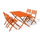 Lot composé d'une table de jardin pliante MARIUS-TB140-ORANGE et de 4 chaises MARIUS-CP-ORANGE pliantes