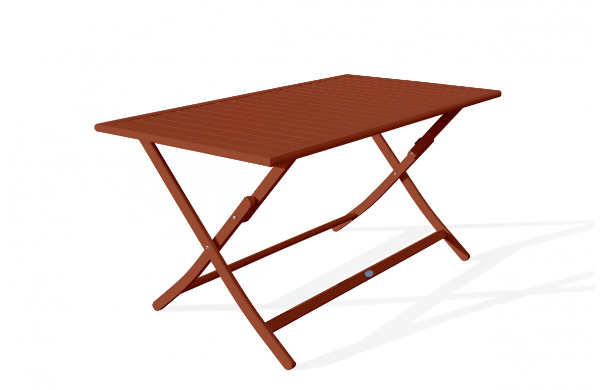 Table de jardin pliante MARIUS (140x80 cm) en aluminium - TERRACOTTA