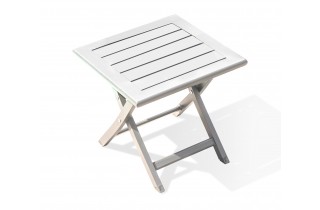 Table basse de jardin pliante MARIUS (43x43 cm) en aluminium - BLANC