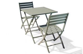 Lot composé d'une table de jardin MARIUS-TB70-KAKI pliante et de 2 chaises MARIUS-CP-KAKI pliantes