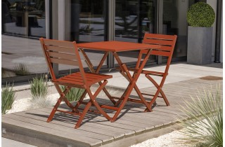 Lot composé d'une table de jardin MARIUS-TB70-TERRA pliante et de 2 chaises MARIUS-CP-TERRA pliantes