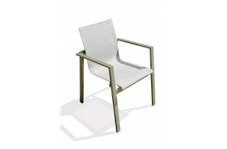 Fauteuil de jardin empilable MIAMI en textilène gris et aluminium - KAKI