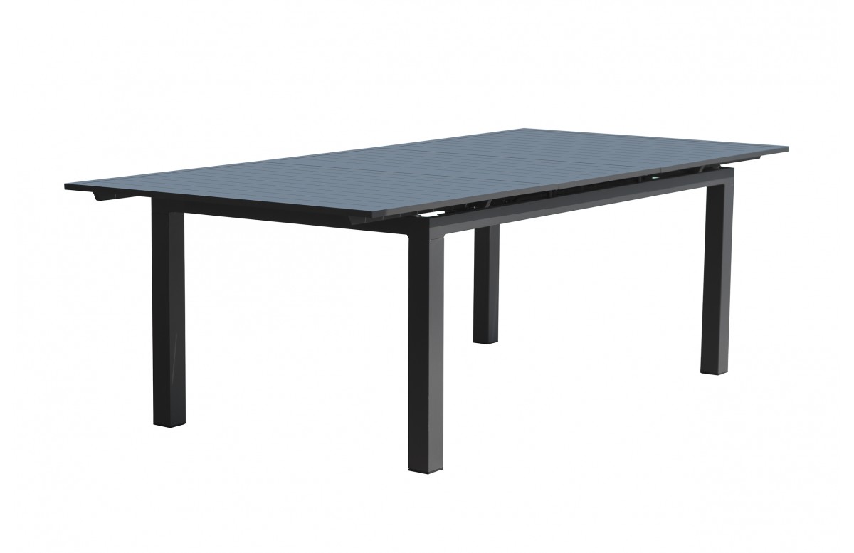 Table de jardin MIAMI (240/300x100 cm) en aluminium avec rallonge automatique - GRIS ANTHRACITE