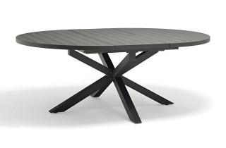 Table de jardin PELOSA (145/199X145 cm) en aluminium avec rallonge papillon - GRIS ANTHRACITE