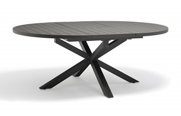 Table de jardin PELOSA (145/199X145 cm) en aluminium avec rallonge papillon - GRIS ANTHRACITE