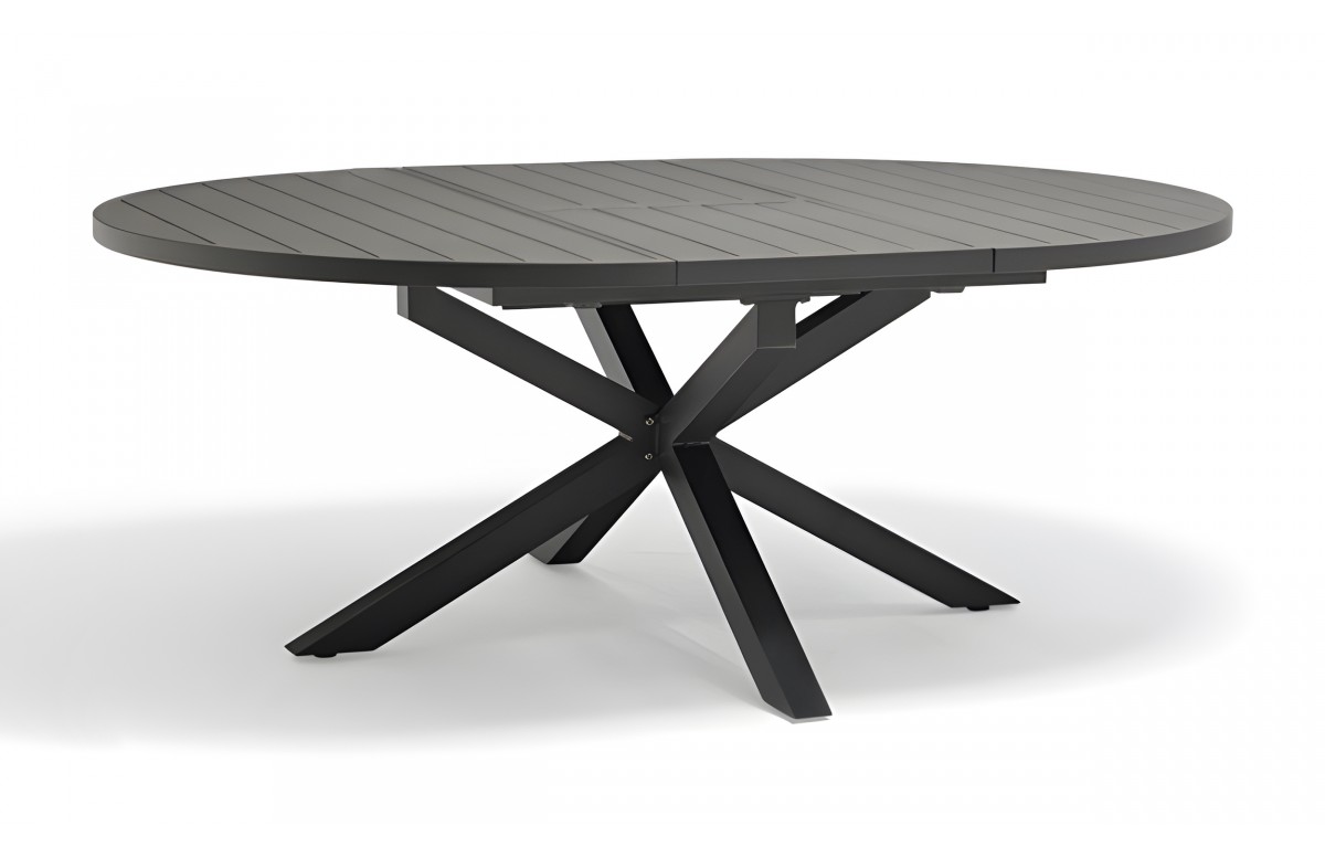 Table de jardin PELOSA (145/199X145 cm) en aluminium avec rallonge papillon - GRIS ANTHRACITE