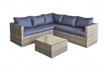 Salon de jardin d'angle BAVARO 5 places en résine tressée - MIEL