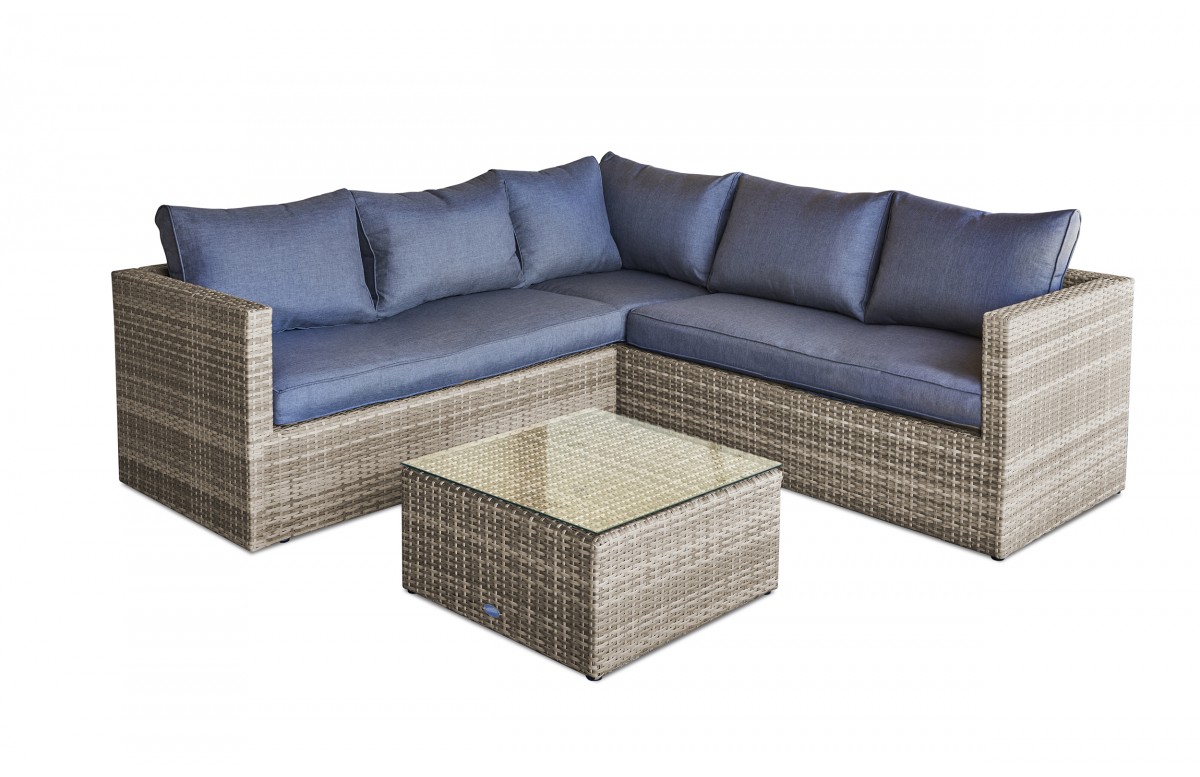 Salon de jardin d'angle BAVARO 5 places en résine tressée - MIEL