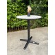 Table ronde de jardin BISTRO (diam. 60 cm) en acier noir et plateau HPL effet marbre - BLANC