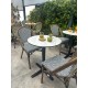 Table ronde de jardin BISTRO (diam. 60 cm) en acier noir et plateau HPL effet marbre - BLANC