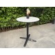 Table ronde de jardin BISTRO (diam. 60 cm) en acier noir et plateau HPL effet marbre - BLANC