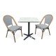 Lot composé d'une table de jardin BISTRO-TB70-HPL-MB et de 2 fauteuils BISTRO-FT-TEX-BLEU empilables