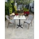 Lot composé d'une table de jardin BISTRO-TB70-HPL-MB et de 2 fauteuils BISTRO-FT-TEX-BLEU empilables