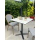 Lot composé d'une table de jardin BISTRO-TB70-HPL-MB et de 2 fauteuils BISTRO-FT-TEX-BLEU empilables