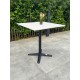 Table carrée de jardin BISTRO (70x70 cm) en acier noir et plateau terrazzo - BLANC