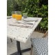 Lot composé d'une table de jardin BISTRO-TB70-TRZ et de 2 fauteuils BISTRO-FT-TEX-BLEU empilables
