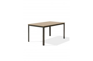 Table de jardin BOSTON (150x90 cm) en aluminium et plateau polywood imitation bois - GRIS ANTHRACITE