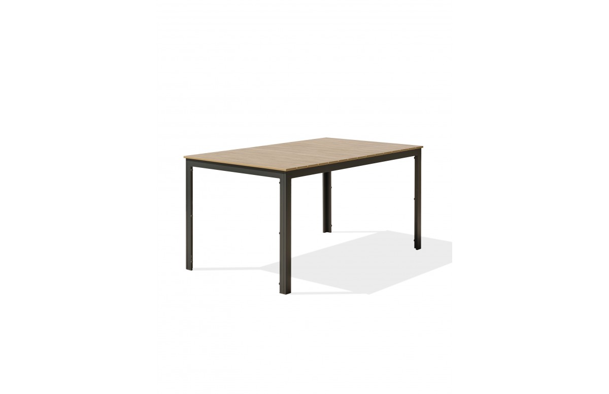 Table de jardin BOSTON (150x90 cm) en aluminium et plateau polywood imitation bois - GRIS ANTHRACITE