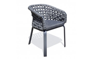 Fauteuil de jardin CAMARGUE en corde tissée et aluminium - GRIS ANTHRACITE