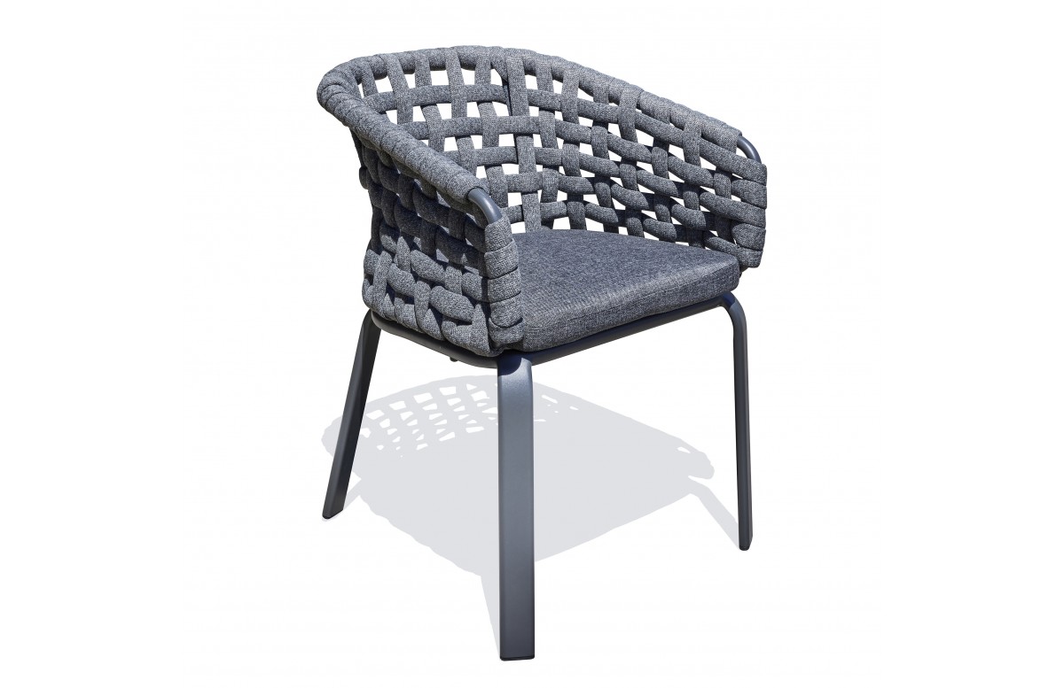 Fauteuil de jardin CAMARGUE en corde tissée et aluminium - GRIS ANTHRACITE