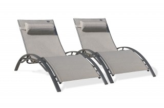 Lot composé de 2 bains de soleil CL76GREY (pré-montés) empilables