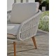 Salon bas de jardin CUZCO 5 places en aluminium imitation bois et corde tissée - BLANC