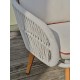 Salon bas de jardin CUZCO 5 places en aluminium imitation bois et corde tissée - BLANC